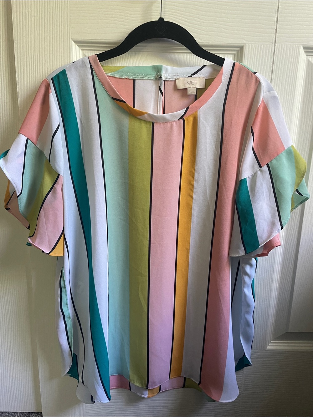 LOFT Striped Short Sleeve Blouse